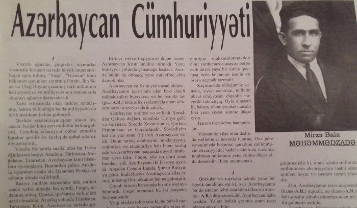 Azərbaycan Cümhuriyyəti haqqında ilk məqalə - Asif RÜSTƏMLI