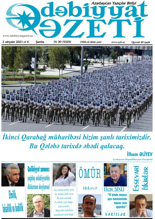 Bu şənbə "Ədəbiyyat qəzeti"ndə - Anons 02.10.2021 Bu şənbə "Ədəbiyyat qəzeti"ndə - Anons 02.10.2021