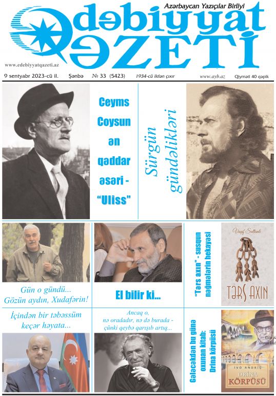 Bu şənbə "Ədəbiyyat qəzeti"ndə - Anons - 09.09.2023 Bu şənbə "Ədəbiyyat qəzeti"ndə - Anons - 09.09.2023