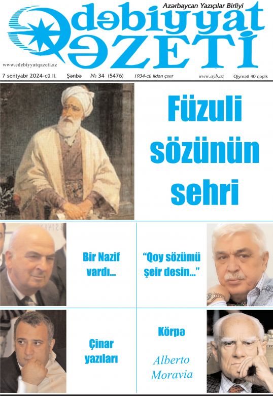 Bu şənbə "Ədəbiyyat qəzeti"ndə - Anons - 07.09.2024 Bu şənbə "Ədəbiyyat qəzeti"ndə - Anons - 07.09.2024